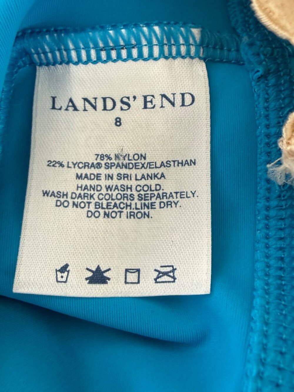 Lands End Tankini Top 8 Teal Blue Green Medallion Floral Strappy Back Shelf Bra - Picture 7 of 8